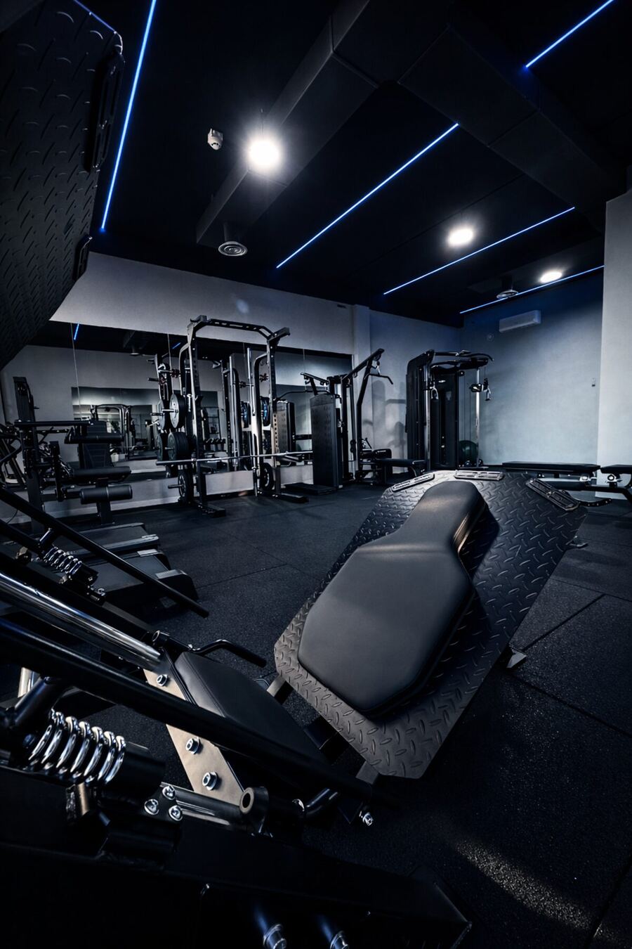 Area cardio e sala pesi con illuminazione a led